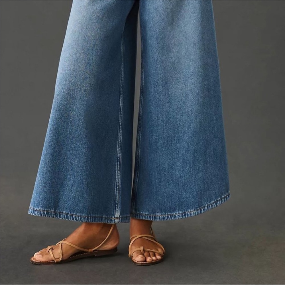 Anthropologie Pilcro wide leg Corset High-Rise Crop Culotte Jeans - Picture 13 of 15